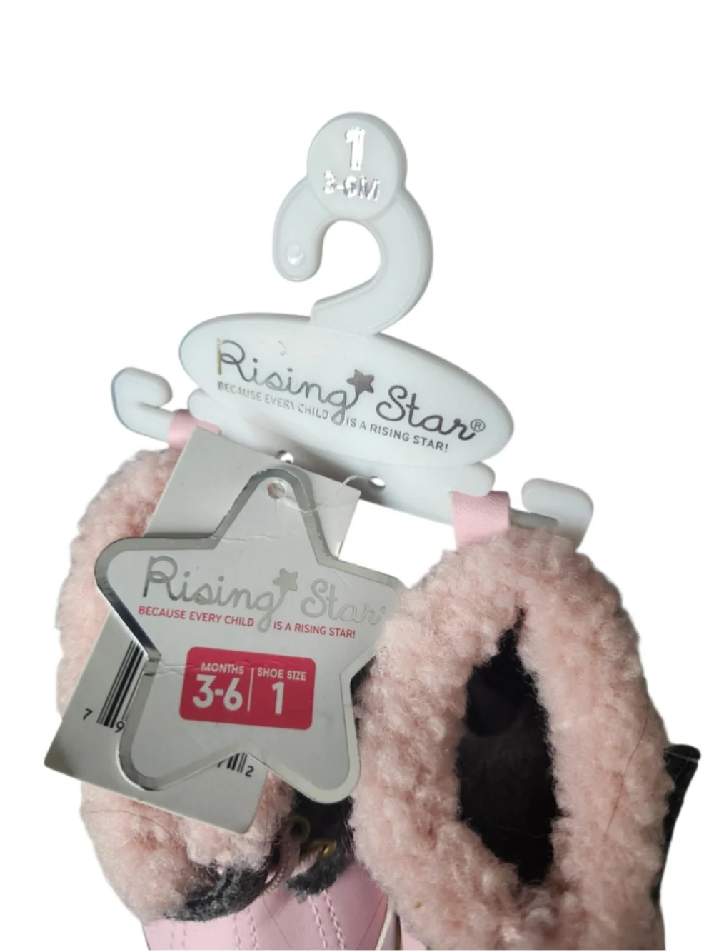 Rising Star Baby Girls Pink Faux Shearling Crib Boots Shoes Size 1 NWT